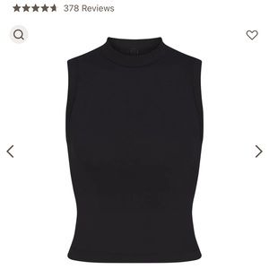 Skims Cotton Jersey Mock Neck Tank Black